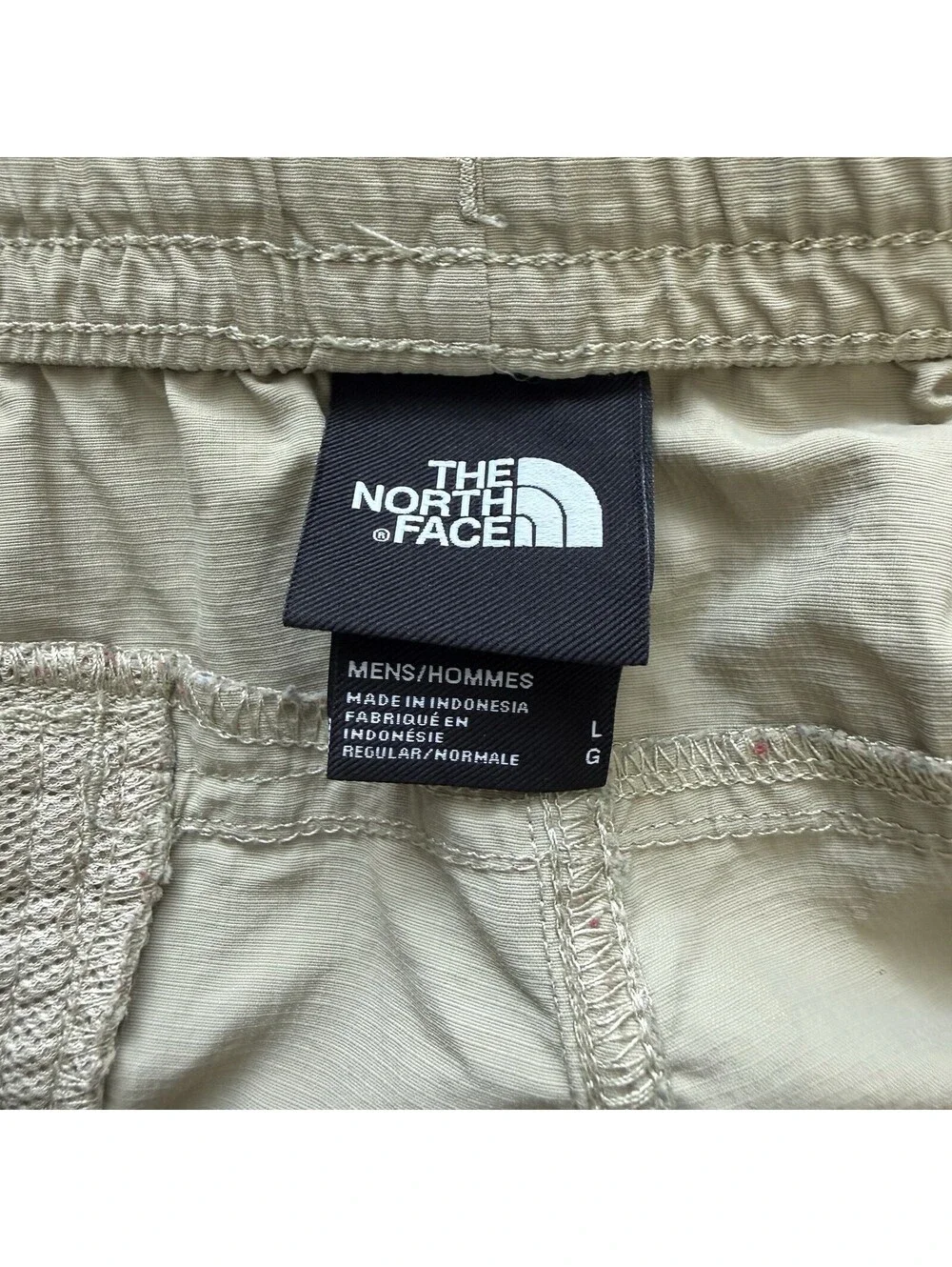 The North Face Mens L Khaki Nylon Hiking Shorts Lightweight Outdoor Trail